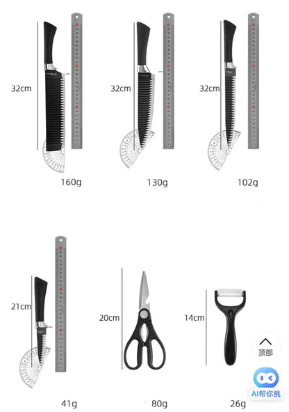 Conjunto de Facas BlackWave® Profissional - 6 Super Facas em Aço Inoxidável