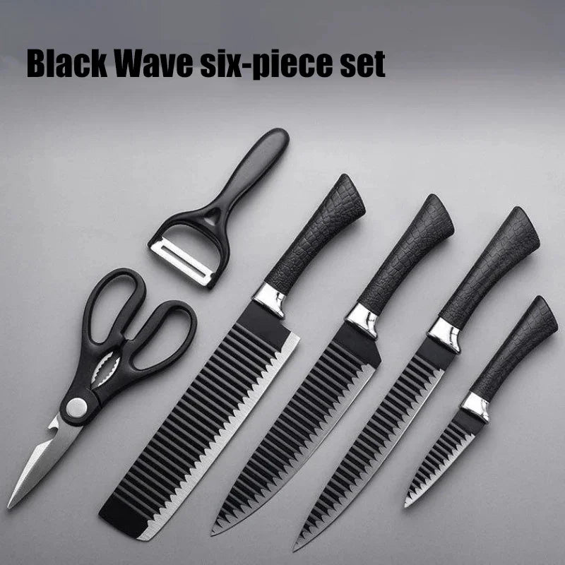 Conjunto de Facas BlackWave® Profissional - 6 Super Facas em Aço Inoxidável