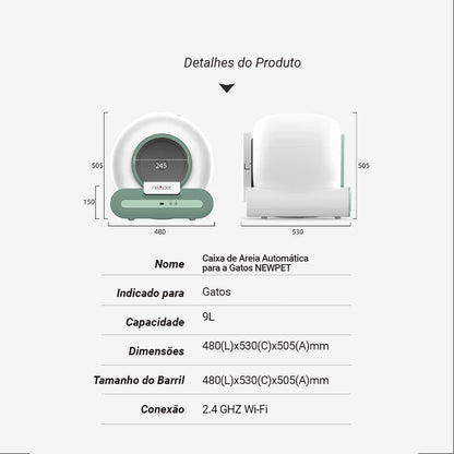 NewPet - Caixa de Areia inteligente - Limpeza Automática